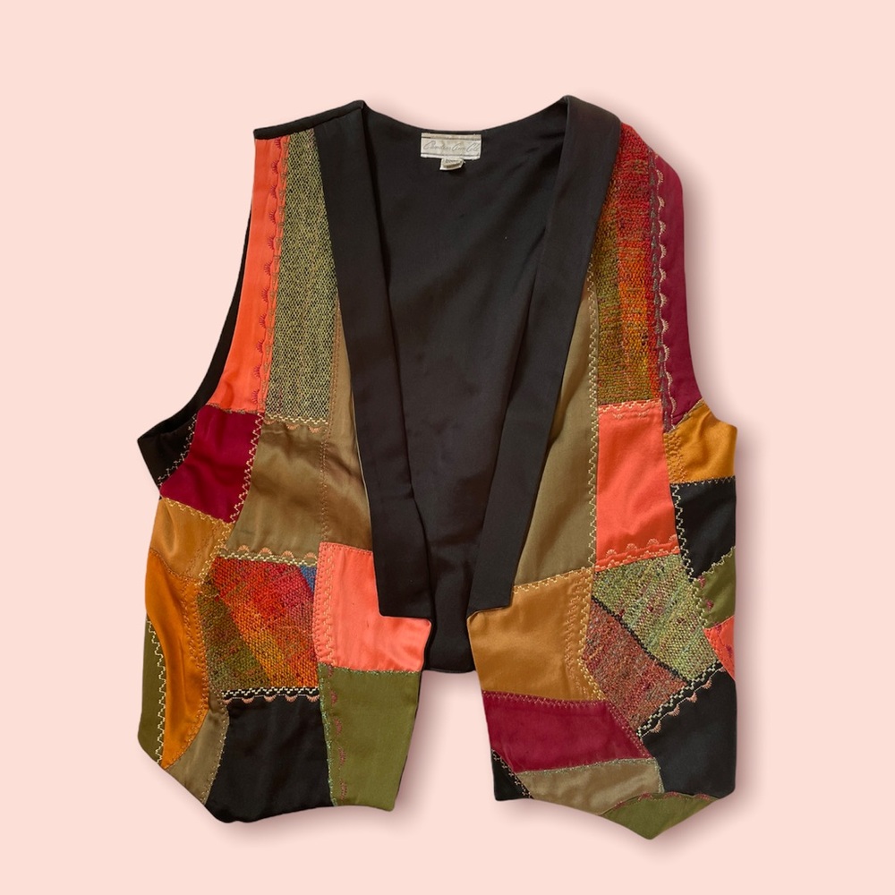 Candiss Cole 100% silk funky patchwork vest